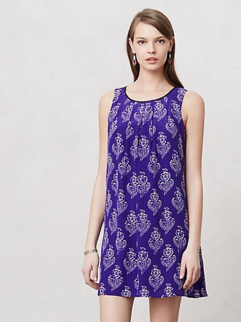Anthropologie Maeve 100% Silk Petal Stamp Shift Floral Dress